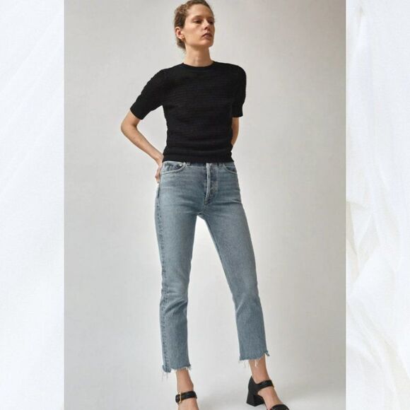AGOLDE Riley High Rise Straight Crop Jeans - Picture 1 of 15